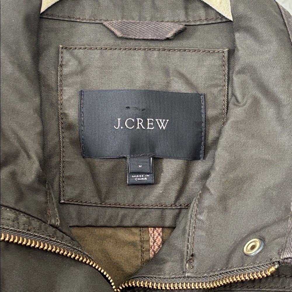 J. Crew Women's 100% cotton dark khaki Button zip front Utility Jacket M - Picture 7 of 11